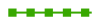 Horizontal green line with five green squares dispersed  evenly across it.
