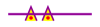 Four inverted purple Vs with a horizontal purple line running through them. 