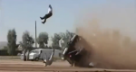 Photo depicting an accident where crash dummies were not seatbelted in and ejected from the vehicle.