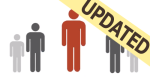 Clip art graphic of 5 people standing in a v-shape.