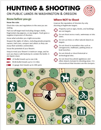 Hunting and shooting on public lands in Oregon, with graphic of shooting distances