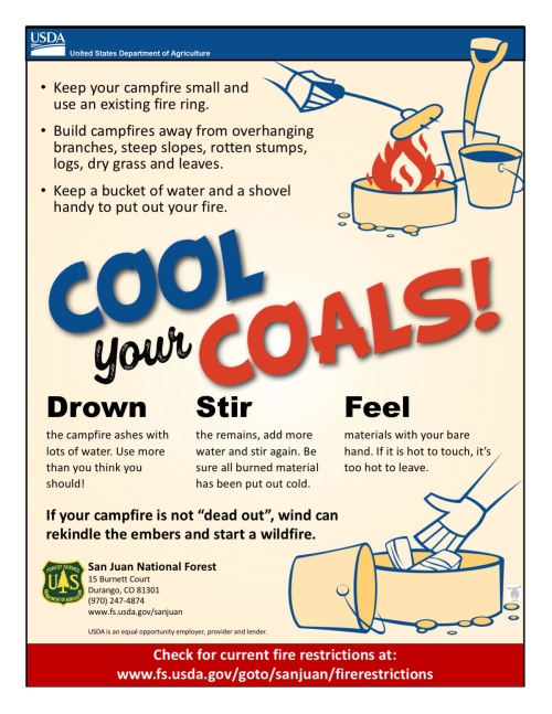 Cool Your Coals; Drown, Stir and Feel to make sure your fire is dead out
