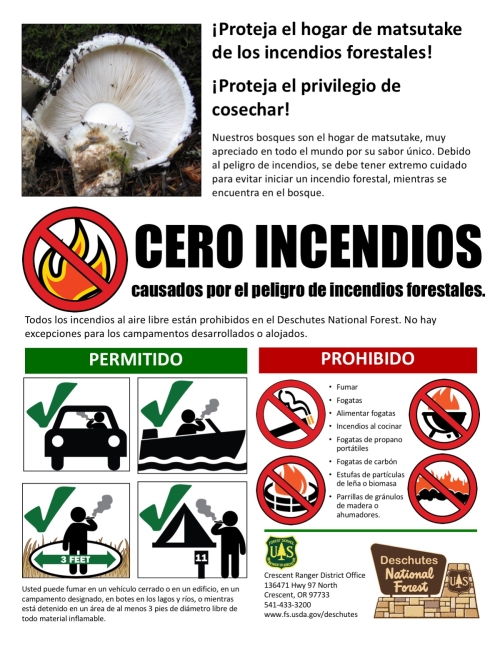 CERO INCENDIOS causados por el peligro de incendios forestales.
